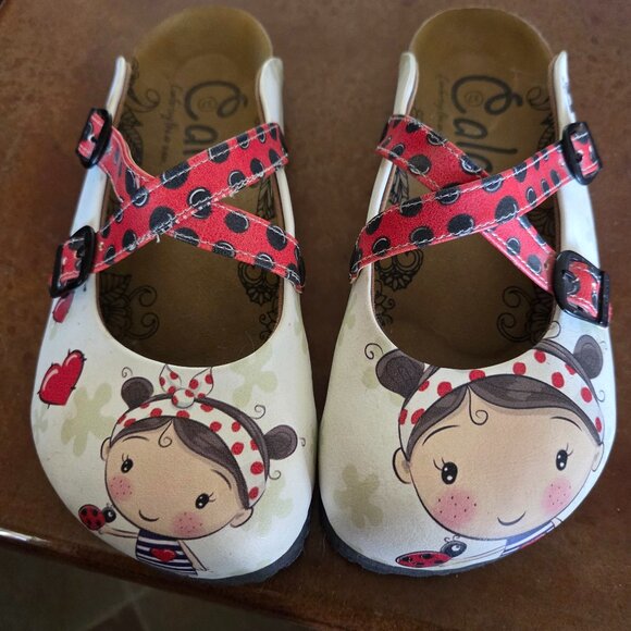 Sz EU 37 Calceo Mary Jane Clogs Sweet Ladybug Girl - Picture 2 of 8
